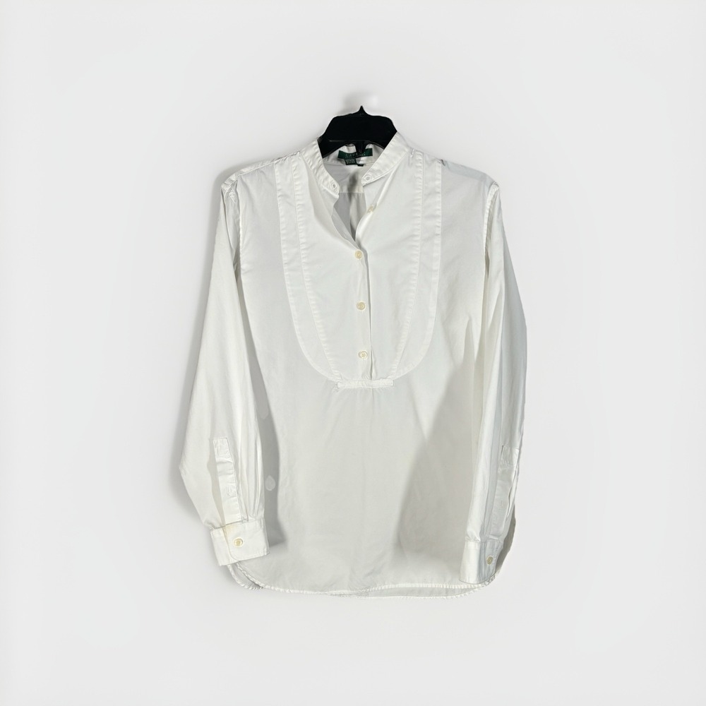 Lauren Ralph Lauren Shirt Women's Large White 100% Cotton Classic Y2k
